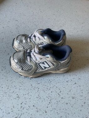 New Balance Kids Silver & Navy Athletic Sneakers